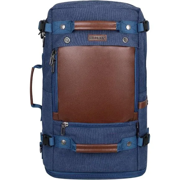 Men Blue Carry on Luggage Backpack Canvas Rucksack Duffel Bag